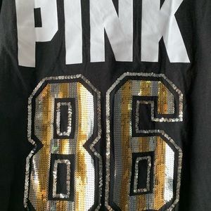 Victoria Secret PINK Blk Long sleeve Tee w Sequins